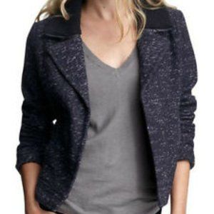 GAP Wool Tweed Moto Jacket with Knit Collar - M